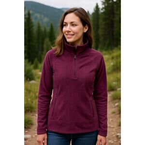 The North Face Women’s Medium ATVA Fleece Pullover Plum Purple Embossed 1/4 Zip